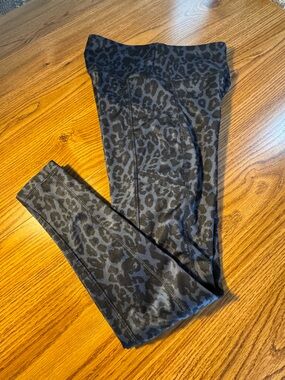 Cali Active Navy Leggings Black Leopard Print Size Small